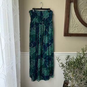 Old Navy Green and Blue Paisley Maxi Skirt